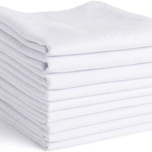 100% Cotton White Men's Pocket Handkerchiefs Hanky, XXL King Size, Pack of 121