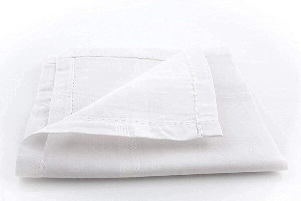 100% Cotton White Men's Pocket Handkerchiefs Hanky, XXL King Size, Pack of 12123