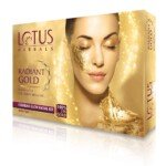 Top facial kit Lotus Herbals Radiant Gold Cellular Glow 37g with 24K gold leaves and papaya