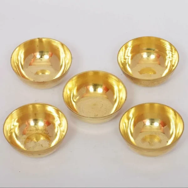 Brass bowl online handmade pure brass puja katori set of 5 antique finish Indian artisan crafted