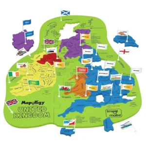 UK county jigsaw puzzle toy with 58 shaped pieces showing England Scotland Wales and Northern Ireland
