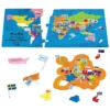 75-piece world flags and capitals geography puzzle with EVA foam frame for children ages five and up