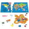 World flags and capitals jigsaw puzzle with 75 colorful pieces and EVA foam frame for kids ages 5 and up