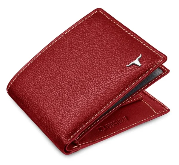 Urban Forest Charlie Red Color RFID Blocking Bifold Design Leather Wallet for Men