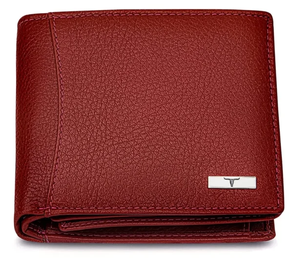 Urban Forest Oliver Red Color RFID Blocking Bifold Design Leather Wallet for Men