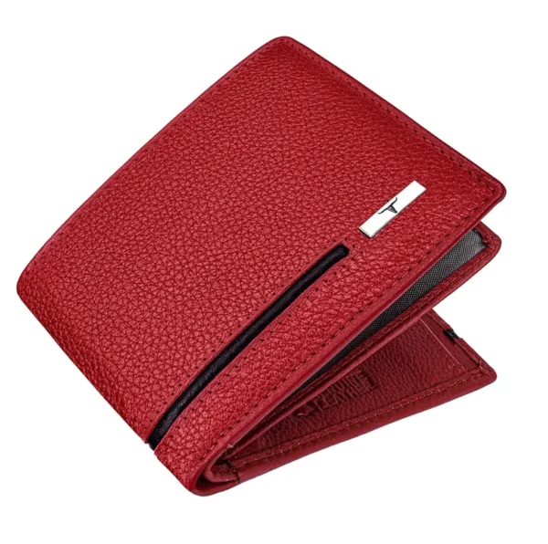 Stag Red-Black two-tone full-grain leather bifold wallet for men with RFID blocking construction