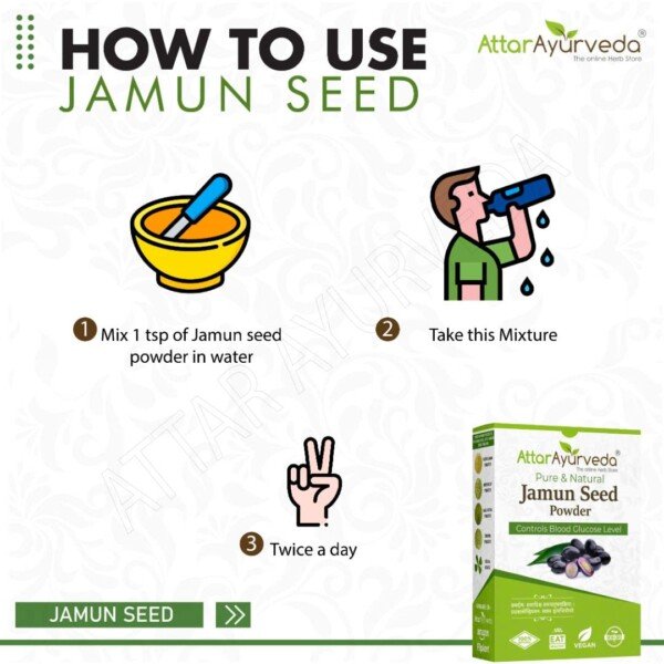 Jamun seed powder fine-ground natural Jamboline formula for blood purification and liver health