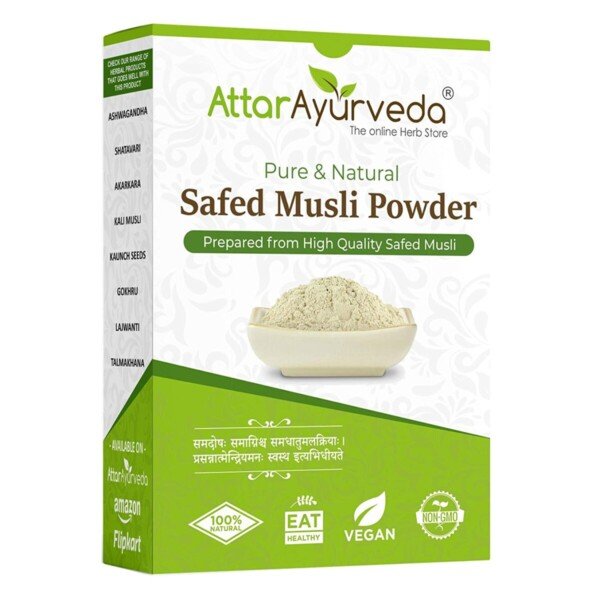Safed musli powder 100g pure Chlorophytum borivilianum for stamina energy and vitality