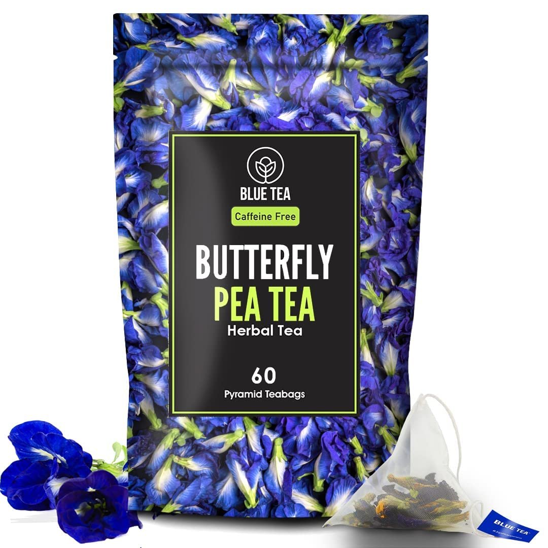 BLUE TEA-Dried Butterfly Pea Flower-60 Pyramid Tea Bags