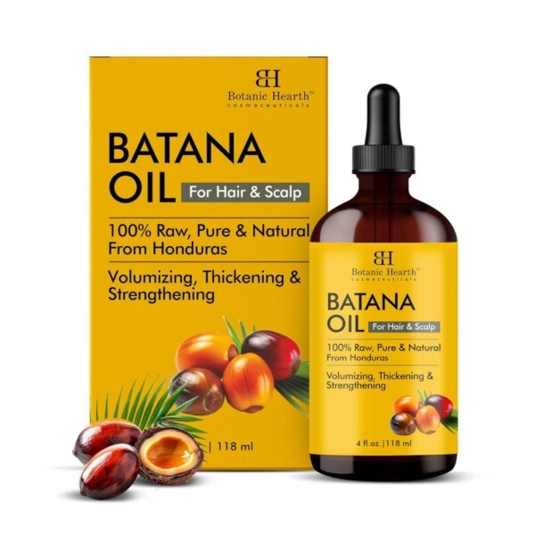 Batana oil for hair Botanic Hearth 118ml pure unrefined Honduras for thicker stronger hair growth