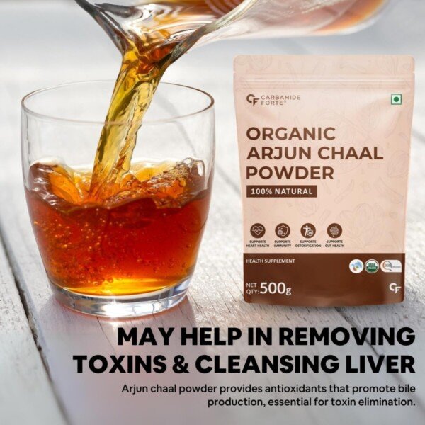 Arjun chhal powder online 500g Carbamide Forte certified organic Arjuna bark powder fine texture