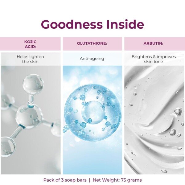 Kozicare Kojic Acid, Vitamin E, Arbutin Skin Whitening Soap, 75g (Pack of 3)1