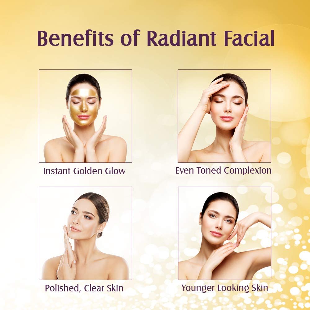 Lotus Radiant Gold Facial Kit for instant glow with 24K Pure Gold & Papaya,4 easy steps , 170g (Multiple use)1345