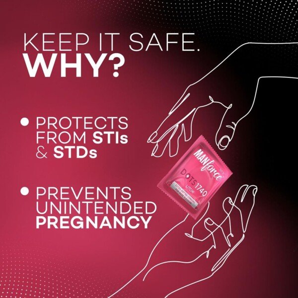 Manforce Litchi Flavoured Extra Dotted Lubricated Latex Condoms for Men 40pieces123