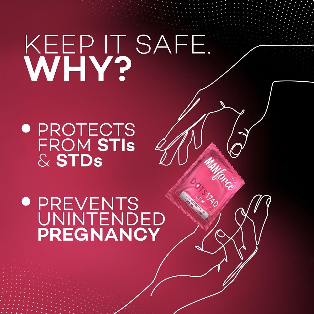 Manforce Litchi Flavoured Extra Dotted Lubricated Latex Condoms for Men 40pieces123