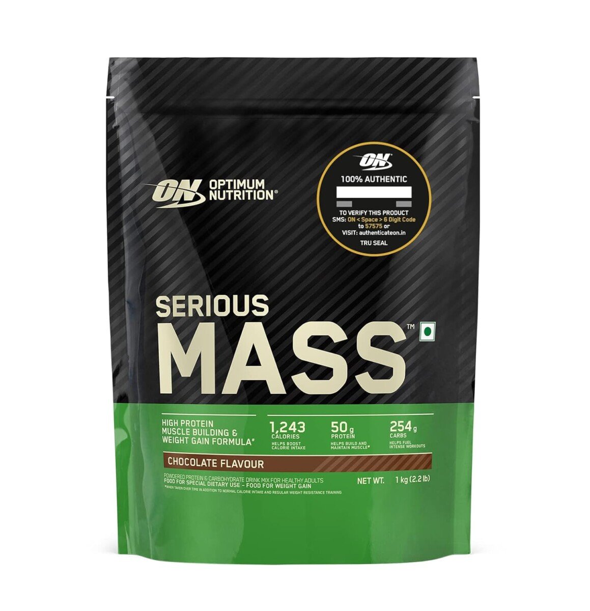 Optimum Nutrition (ON) Serious Mass High Protein High Calorie Weight Gainer Powder - 1 kg (Chocolate)