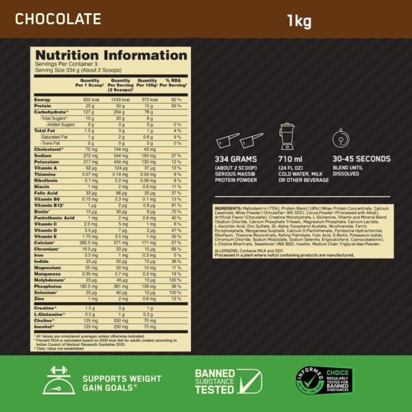 isolate protein price iso protein price ON Serious Mass nutritional facts 24 vitamins minerals creatine glutamine