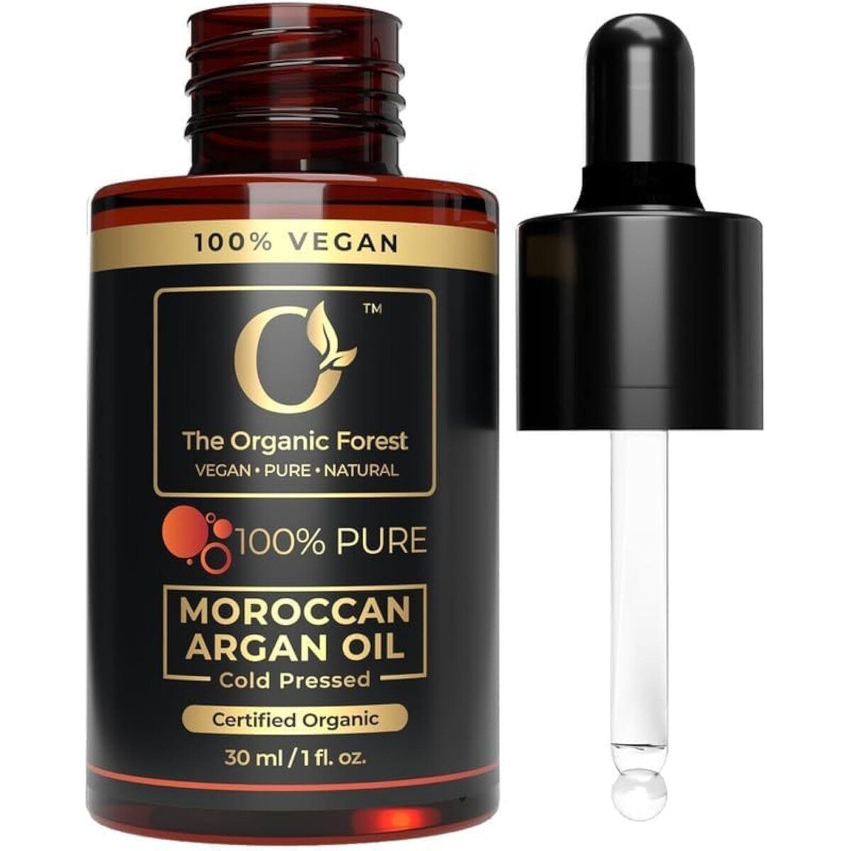Argan oil bottle 30ml pure organic Moroccan cold pressed for hair face skin nourishing oil travel size dropper bottle