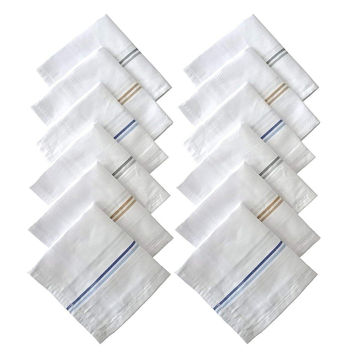 Premium White Handkerchiefs Hanky For Men, Pack of 12,100% Cotton, XXL King Size