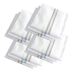 Premium White Handkerchiefs Hanky For Men, Pack of 12,100% Cotton, XXL King Size1