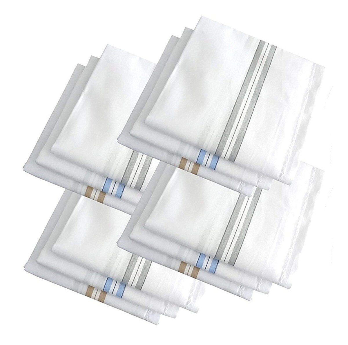 Premium White Handkerchiefs Hanky For Men, Pack of 12,100% Cotton, XXL King Size1