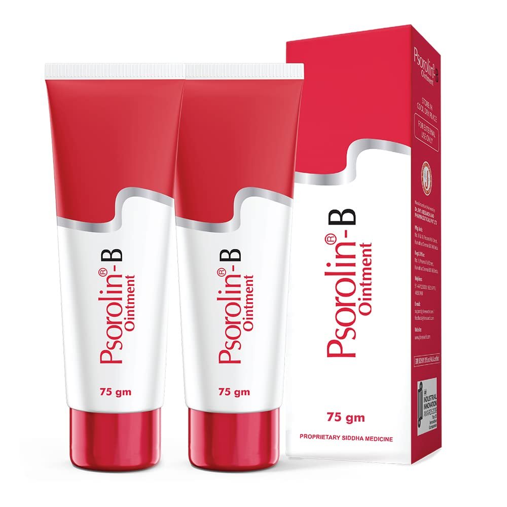 Psoriasis ointment cream ayurvedic treatment JRK Psorolin 75gm pack of 2 scalp body anti-inflammatory wrightia tinctoria formula