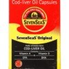 Cod liver oil capsules 100 pack Seven Seas premium Omega-3 EPA DHA Vitamins A D for brain bones immunity