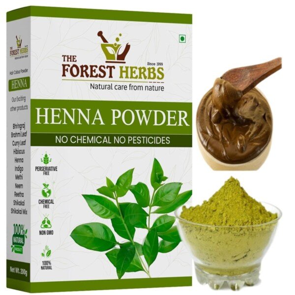 Henna powder for hair color The Forest Herbs 200gm ammonia-free 7 herbals growth conditioning natural