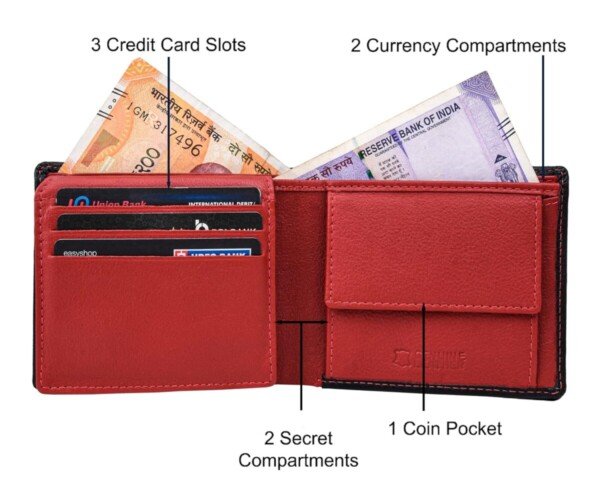 URBAN FOREST Kyle RFID Blocking Black Red Leather Wallet for Men.1