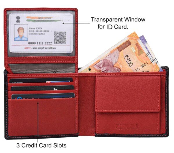 URBAN FOREST Kyle RFID Blocking Black Red Leather Wallet for Men.12