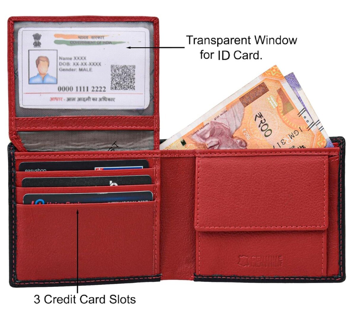 URBAN FOREST Kyle RFID Blocking Black Red Leather Wallet for Men.12