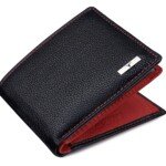 URBAN FOREST Kyle RFID Blocking Black Red Leather Wallet for Men.