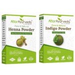 Henna and indigo powder for black hair Attar Ayurveda 400gm natural dye SLS-free paraben-free brown black shades