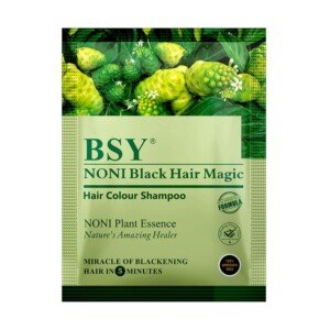 Natural hair color shampoo BSY Noni Black Hair Magic 20ml pack of 6 travel sachets grey coverage