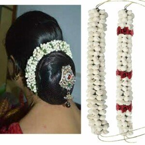 hair top knot artificial mogra and rose gajra