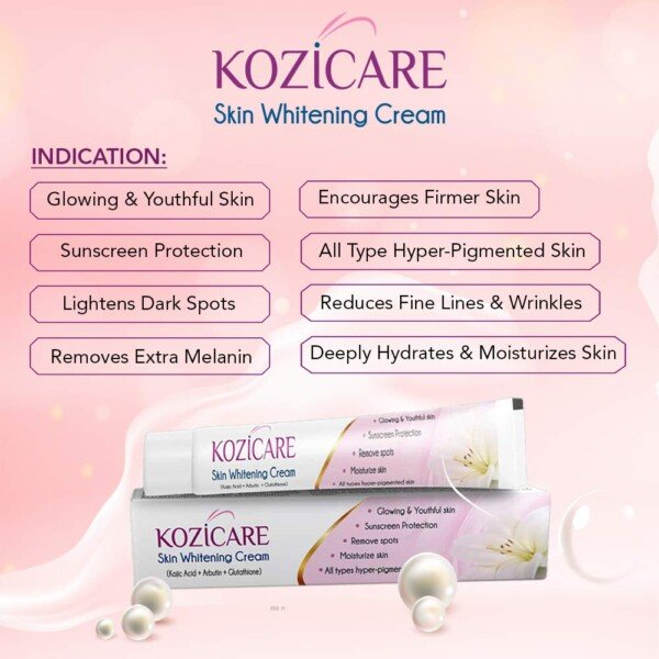 Kozicare Kojic Acid, Arbutin, Glutathione Skin Whitening & Lightening Cream,15g (Pack of 4)12
