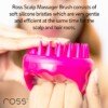 Ross hair scalp massager pink silicone bristles close-up ergonomic ABS handle shampoo brush