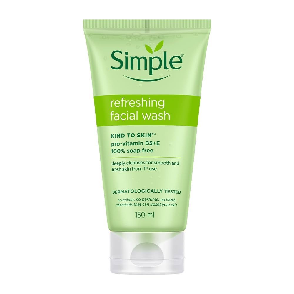 Facial cleanser sensitive skin Simple Kind refreshing wash 150ml bottle soap-free gentle formula with vitamins
