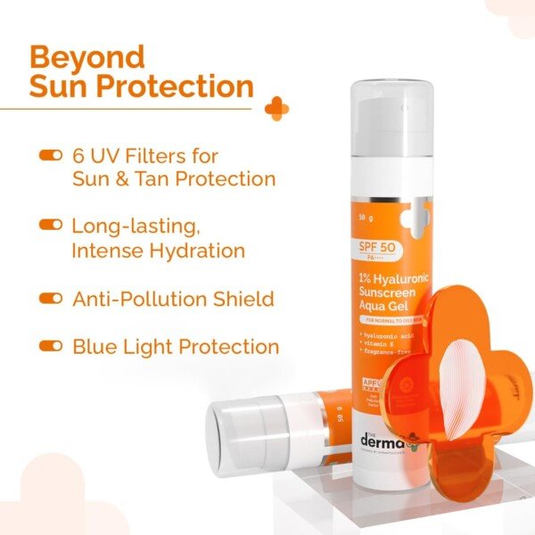 The Derma Co 1% Hyaluronic Sunscreen Aqua Gel SPF 50 PA++++1
