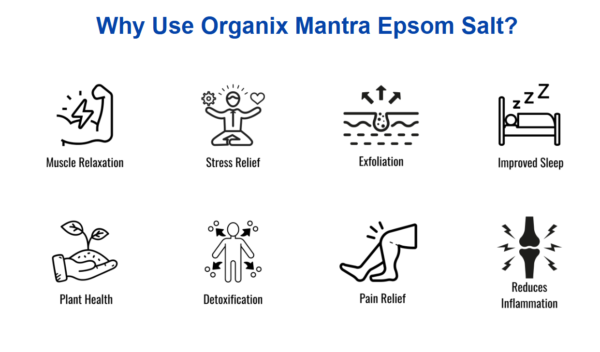 Buy epsom salt 1kg resealable pouch white magnesium sulfate crystals close-up USP certified