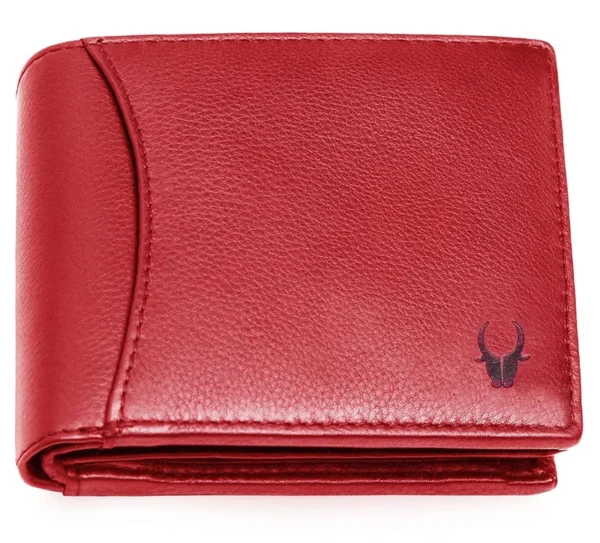 WildHorn Red Color RFID Blocking Bifold Design Leather Wallet for Men