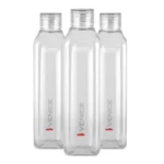 Reusable plastic water bottles, multicolor set of 5 PET bottles, 1000 ml each, with a leakproof design