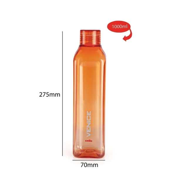 1l plastic water bottle from a multicolor set of 5, 1000 ml PET body for daily use at home and travel