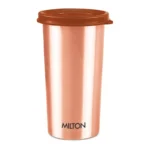 Pure copper tumbler with lid, 480 ml capacity, 99.9% pure copper body measuring 7.5 x 7.5 x 13.8 cm